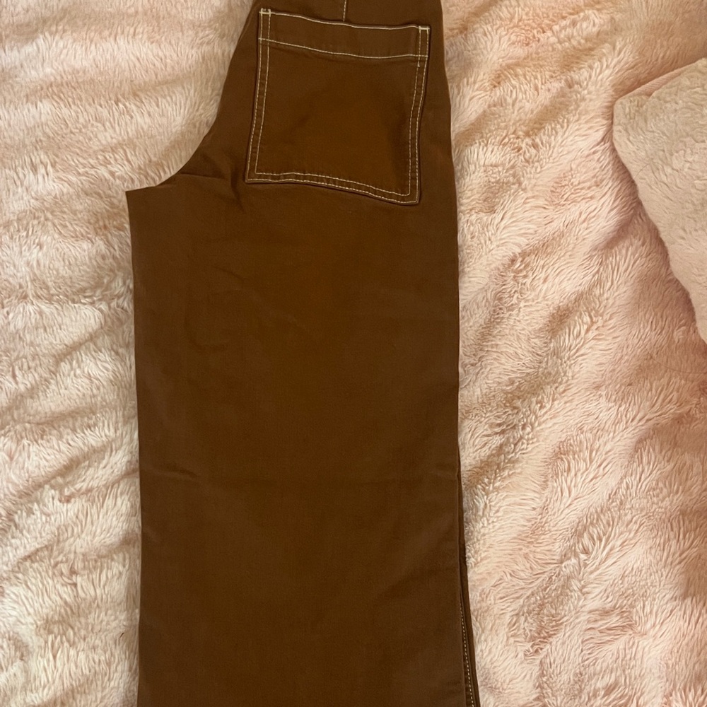 Madewell - Emmett wide-leg Brown Pants with White Stitching